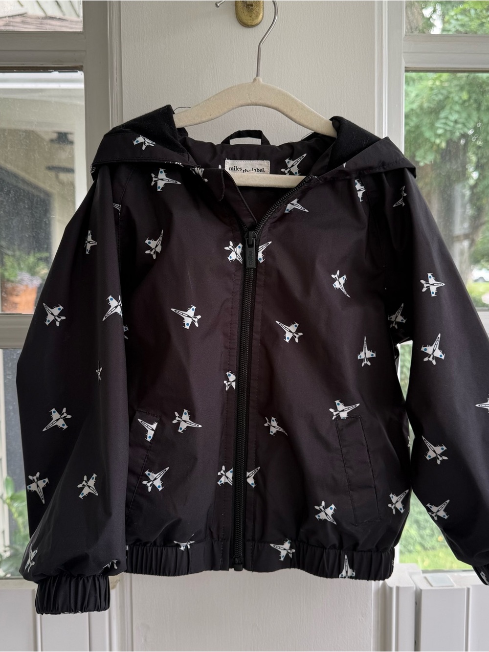 Toddler Boys 3T Miles the Label Airplane Print Waterproof Hooded Windbreaker